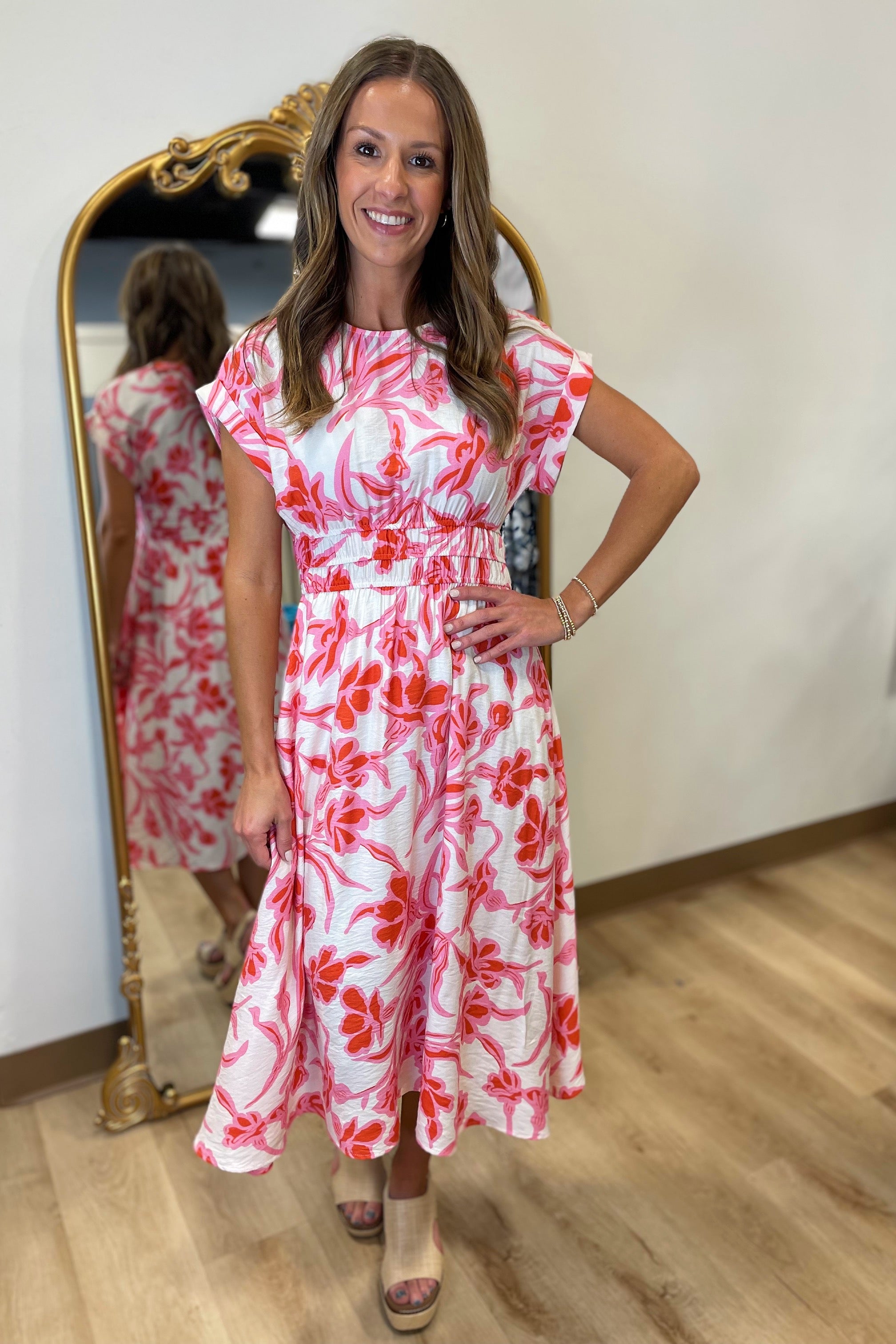 Island Escape Midi Dress Pink