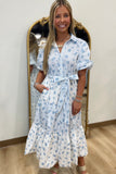 Picked For You Midi Dress Blue Bouquet