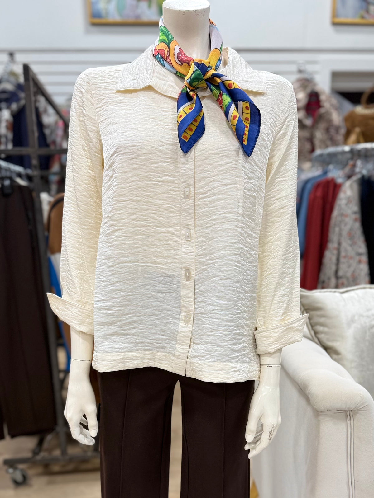 Multiples Wire Collar Shirt Winter White