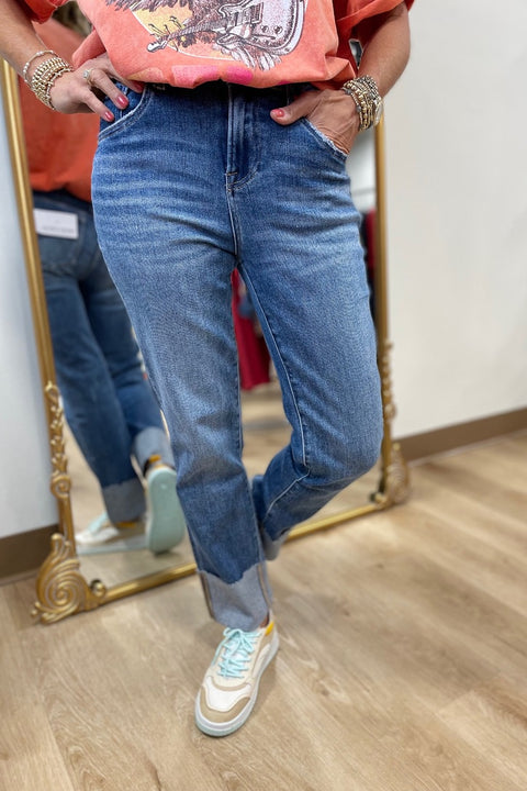 Bayeas Gigi's High Rise Rolled Hem Jean Surf Blue