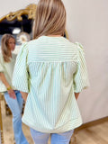 Striped Sage Pullover Top