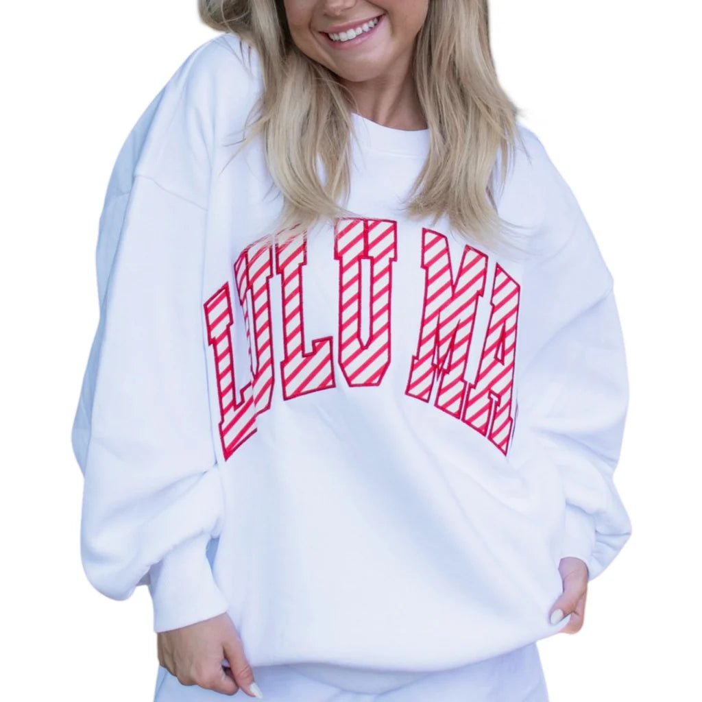 Lulu Mac White Candy Cane Sweatshirt