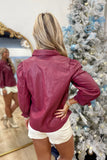 Another Love Yara Vegan Leather Blouse Wine