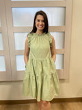 Moodie Tiered Poplin Dress Sage