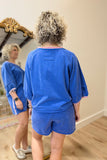 Varsity Stripe Short Set Blue