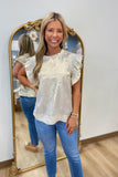 Shimmer On Flutter Sleeve Top Pearl