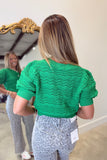 Wave Length Cardigan Sweater Green
