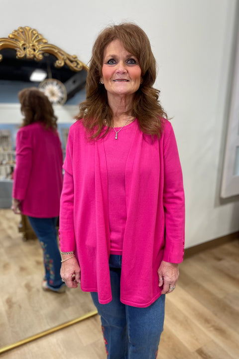 Multiples Open Front Sweater Fuchsia