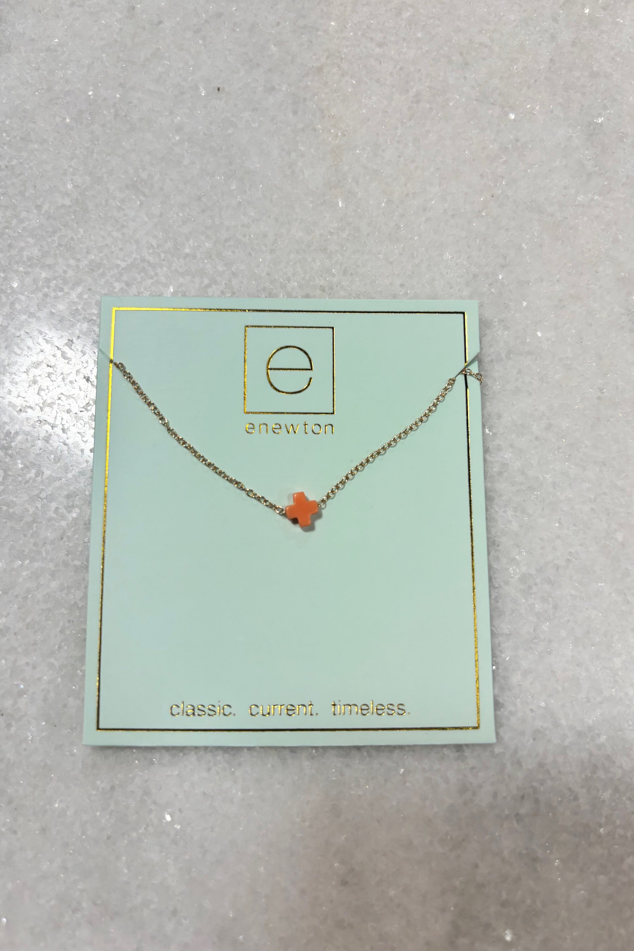E Newton 16" Signature Cross Small Necklace Coral