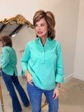 Foxcroft Theresa Stretch Button Back Shirt Green