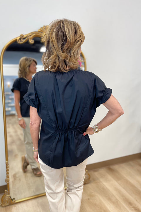 Renuar Gathered Back Blouse Black