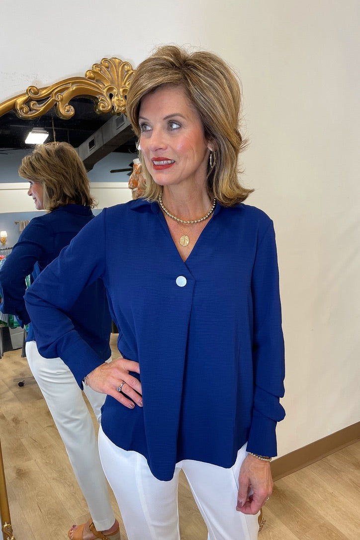 Renuar Woven Blouse Oxford Blue