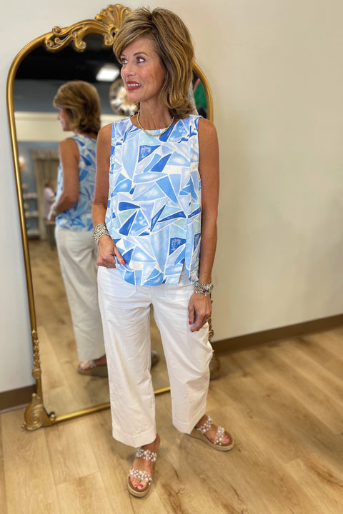 Renuar Woven Front Pocket Pant White