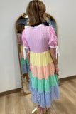 Spring Blessings Gingham Tiered Dress Multi