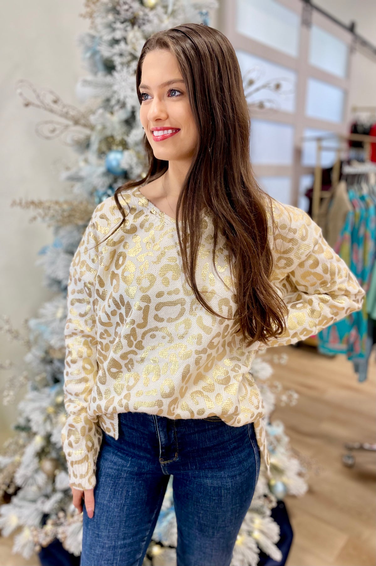 Animal Instinct Sweater Cream/Gold