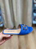 Venus Slide Sandal w Chain Accent Royal Blue