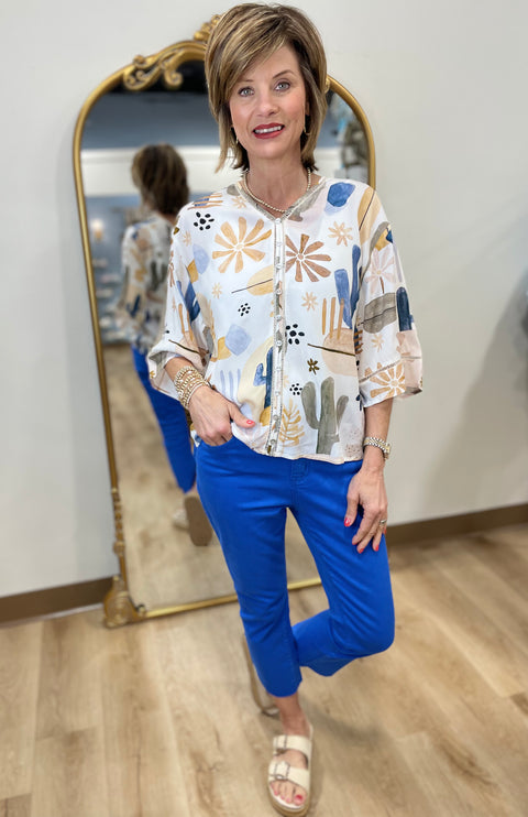 Charlie B Wide Sleeve Blouse Cactus