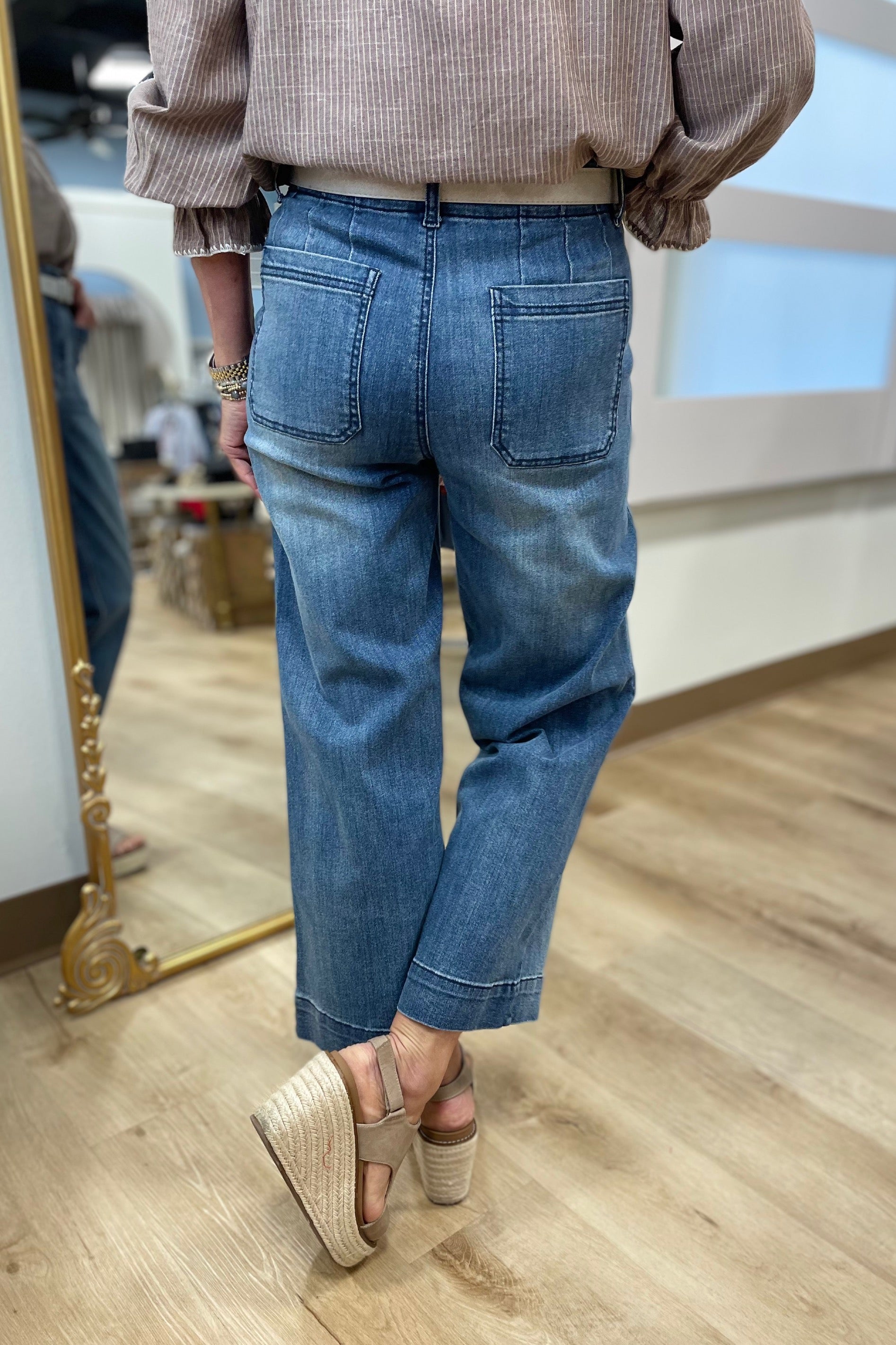 APNY Cropped Wide Leg Pant Indigo