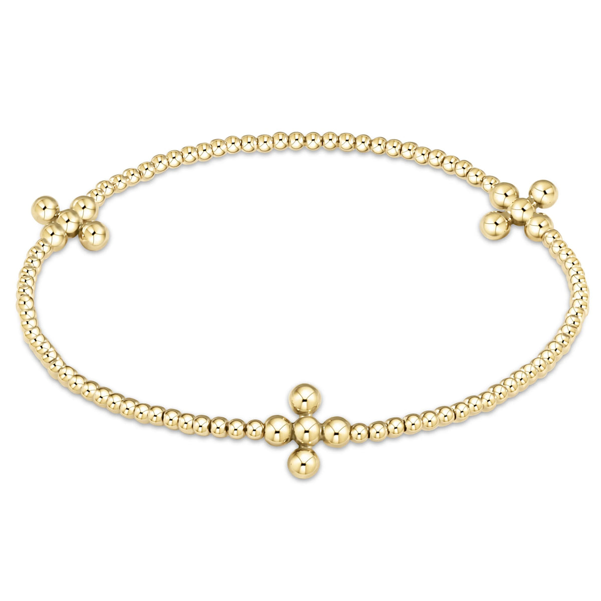 E Newton Signature Cross 2mm Bead Bracelet w Beaded Signature Cross 3mm