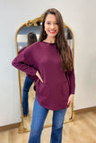 Tempo Paris Front Pocket Sweater Wine