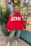 MERRY Mock Neck Sweatshirt Red