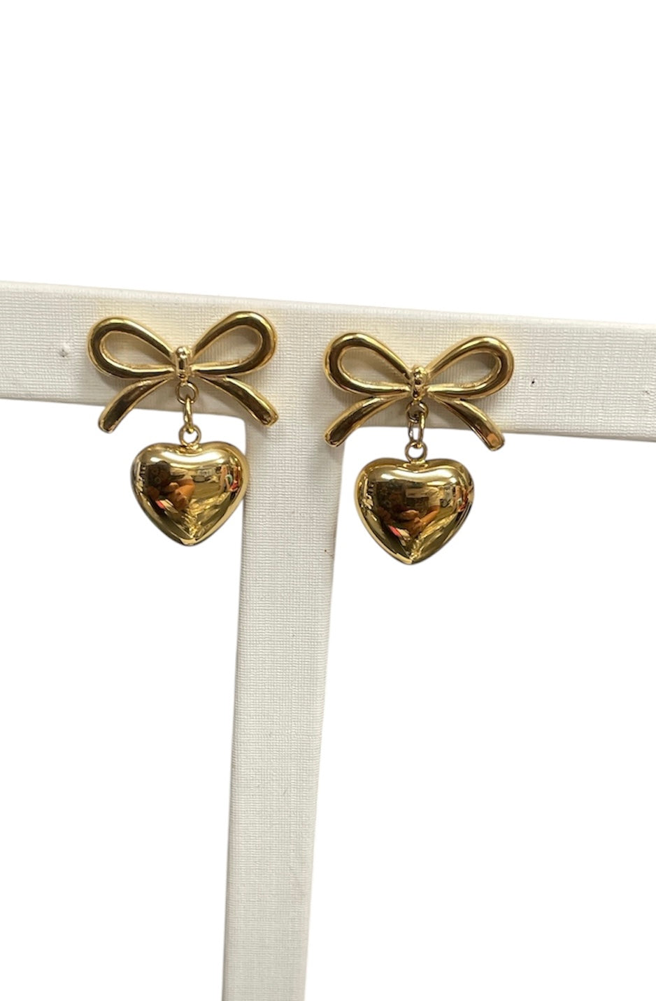 Heart Bow Earrings Gold