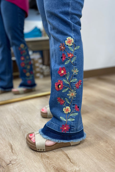 Multiples Boot Cut Jean w Embroidery