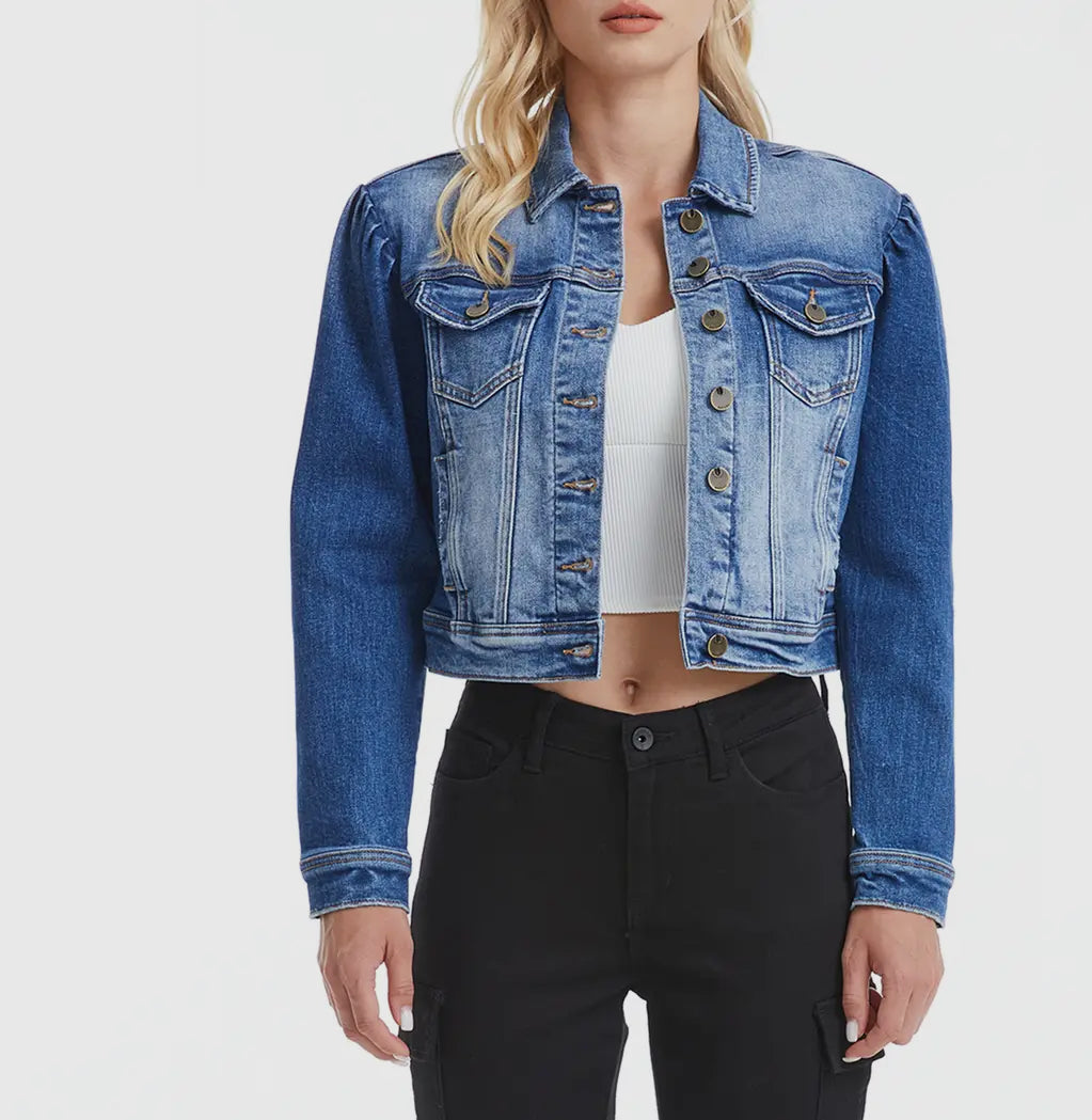 Bayeas Puffy Sleeve Denim Jacket