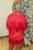 Comfy Tonight Satin Short Pajama Set Red.