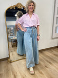 Wide Leg Pleat Detail Jeans Light