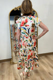 Spring Festival Satin Tiered Dress Cream