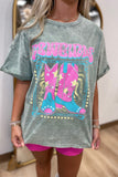 Cowgirls Boot Short Sleeve Tee Green