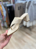 Ticker Block Heel Slide Raffia