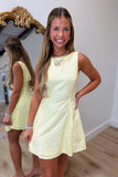 A Line Eyelet Mini Dress Yellow