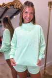 Lulu Mac Stitch Mockneck Terrycloth Top Mint