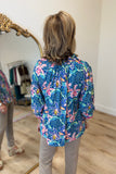 Umgee Navy Mix Floral Blouse