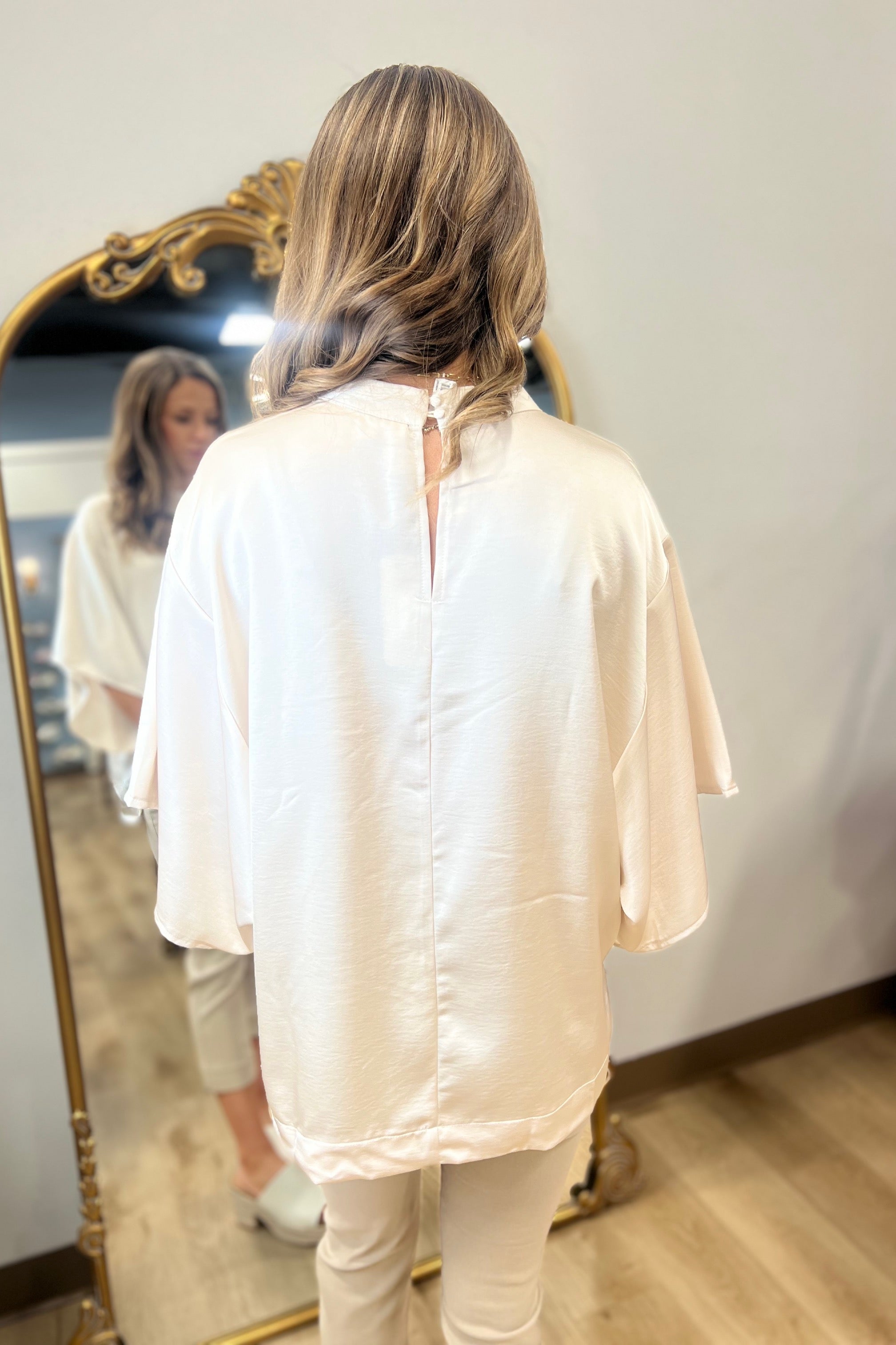 Madeline Mock Neck Top Champagne