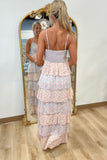 Romantic Floral Tiered Maxi Dress Pastel