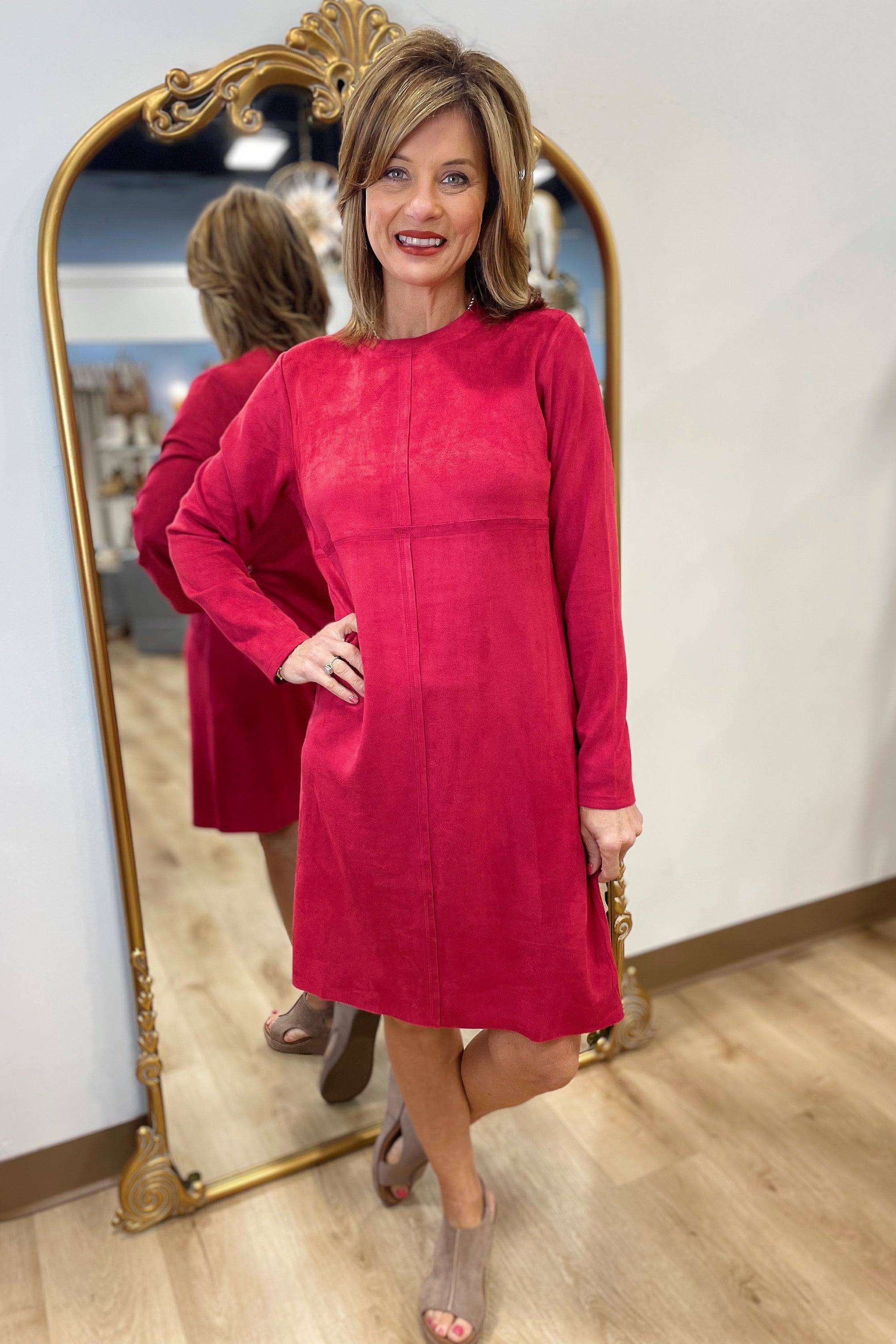 Joh Aurora Round Neck Dress Scarlet