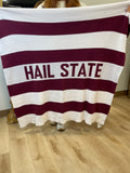 Hail State Multi Strip Knit Throw Maroon/White