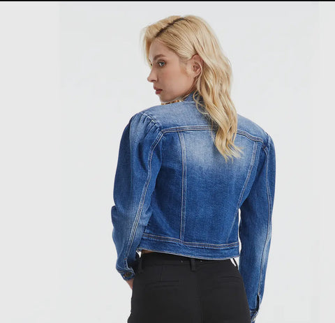 Bayeas Puffy Sleeve Denim Jacket