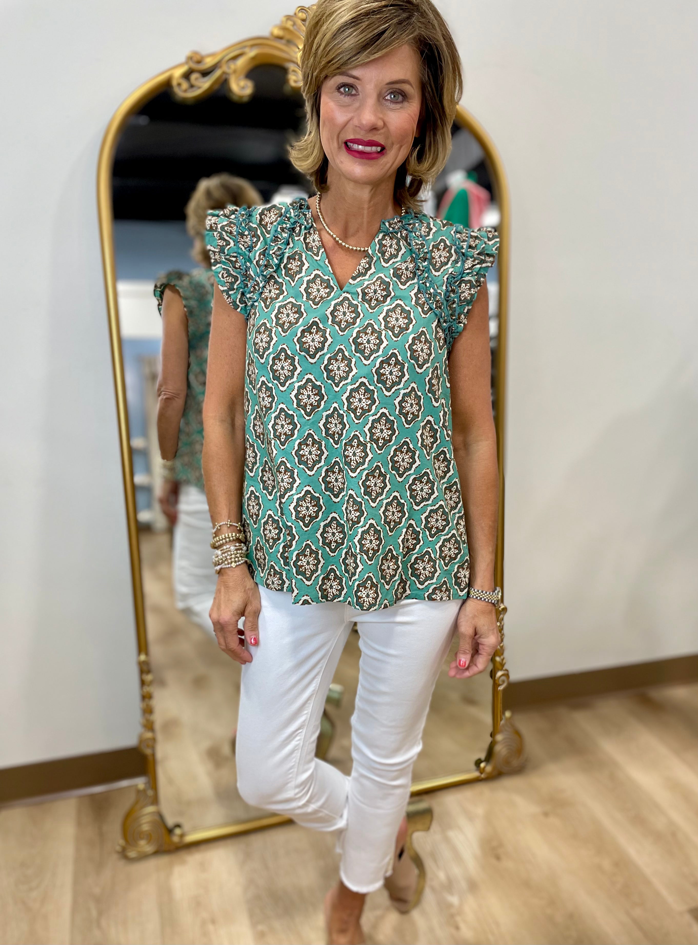 Mud Pie Beatrix Top Green
