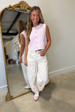 Sweet Gold Button Sweater Vest Pink