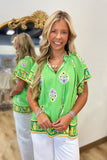 Umgee Plus Boho Bloom Top Green