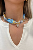 Scarf Charm Necklace Blue Pearl