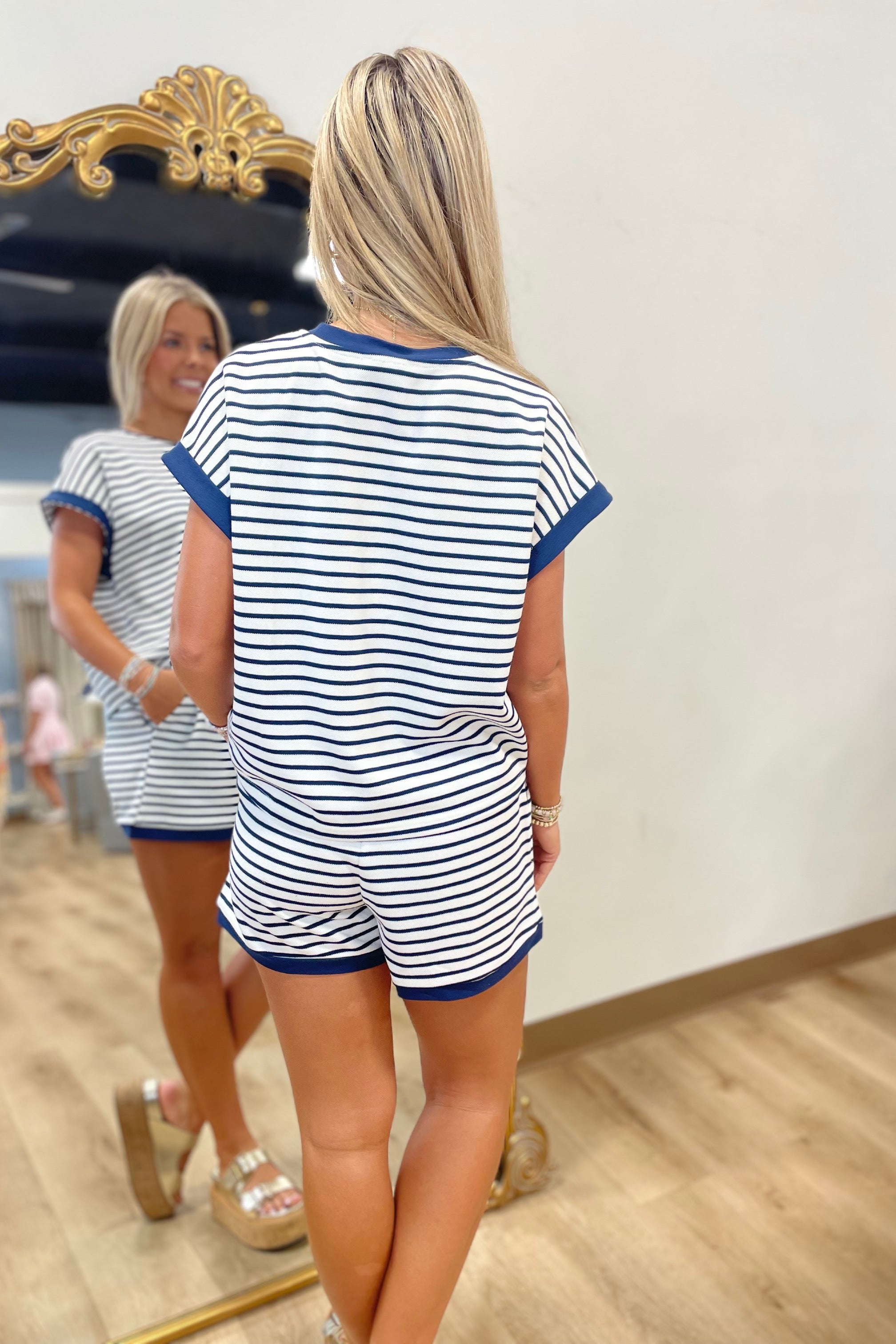 Anchors Away Striped Short Set Navy