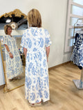 Umgee Paisley Maxi Dress Blue