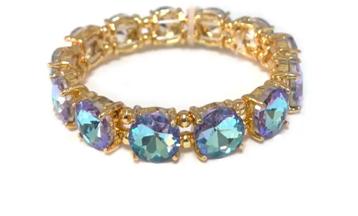 Round Cut Gem Stretch Bracelet