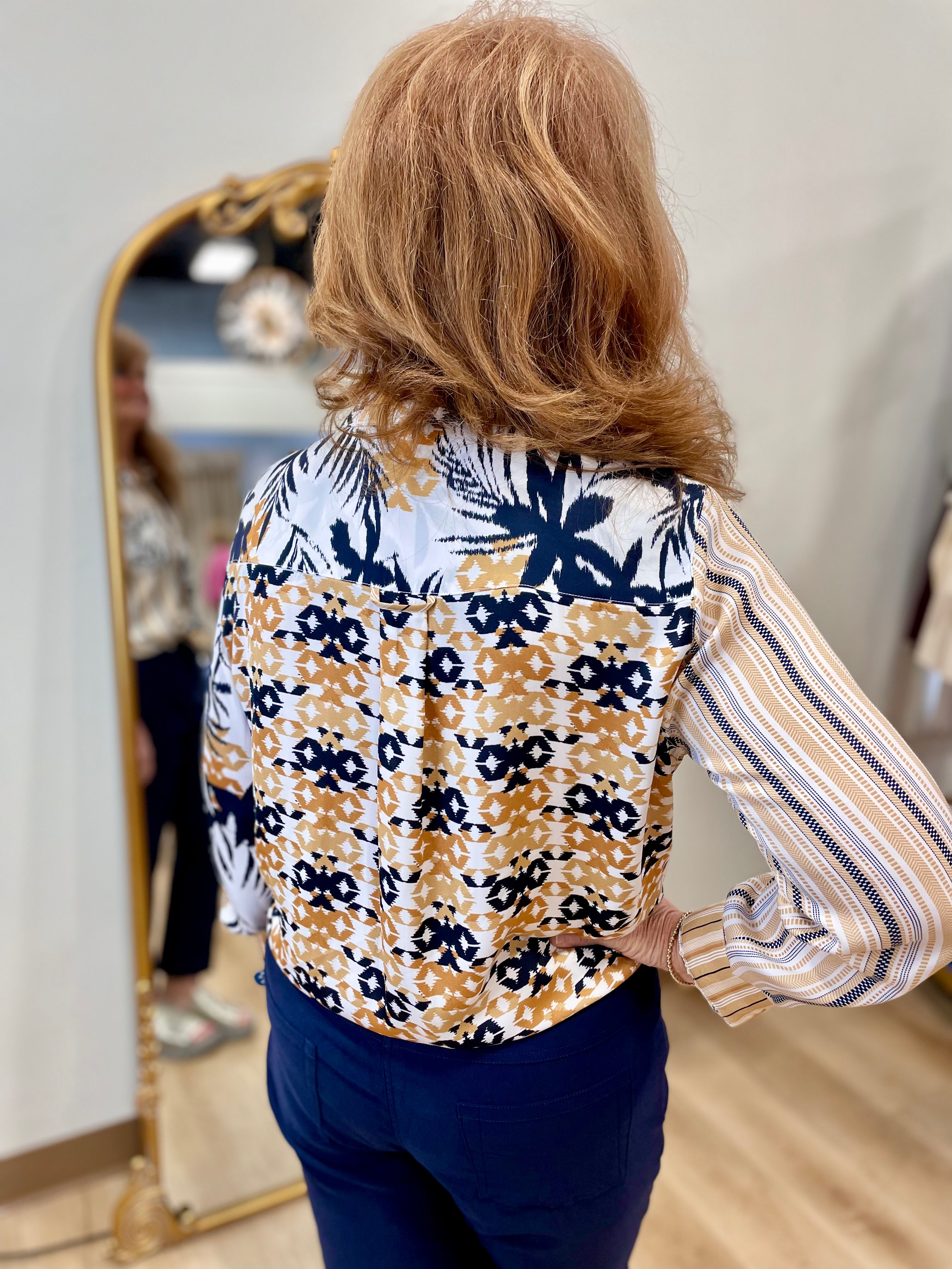 Multiples Button Front Shirt Creme Brulee
