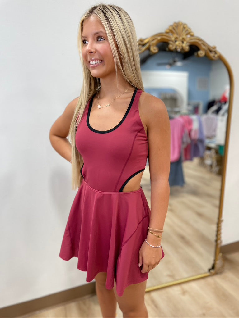 Halara Crisscross Cutout Tennis Dress Cordovan